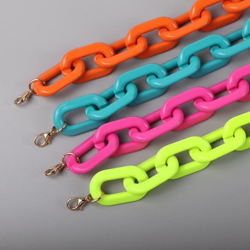 Punk Neonfarbe Acryl Dicke Kette Halskette für Frauen Hip Hop Große Gliederkette Orange Blau Rosa Grün Halskette Damenschmuck