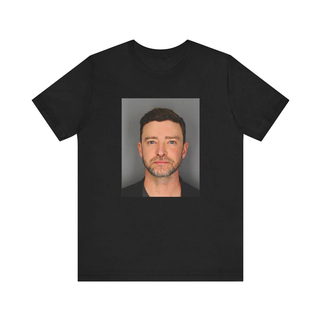 T-shirt Mugshot di Justin Timberlake Unica Per Lui Divertente Super Star Cantante