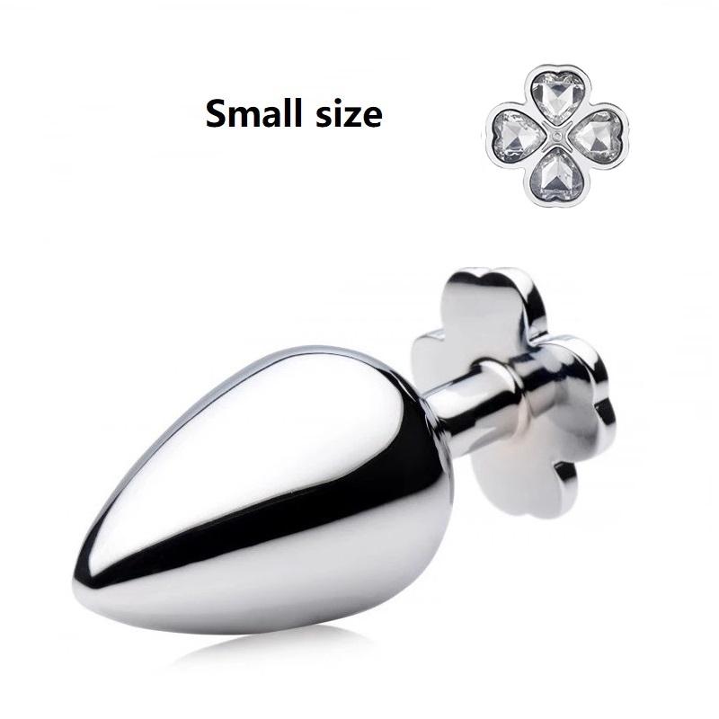 Nowy mały rozmiar czterolistna koniczyna metalowa analna zatyczka analna 12 kolorowych koralików jubilerskich kulki kegla silikonowe jaja seks zabawka dla mężczyzn i kobiet