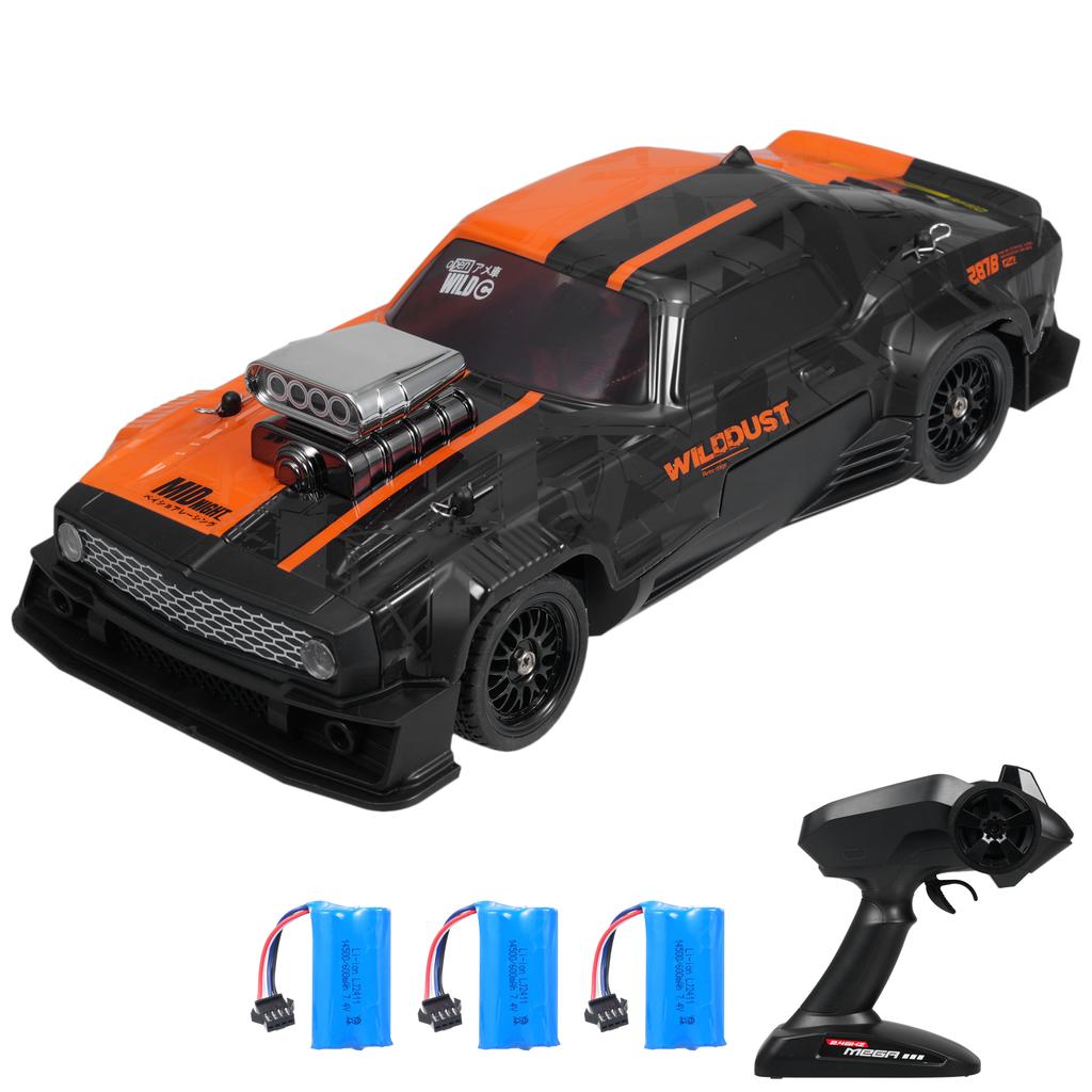 Remote Control Drift Car, 2.4GHz 1:16 Scale 4WD 50KM H High Speed Model Vehicle with Gyro, LED Lights Drifting Tires,