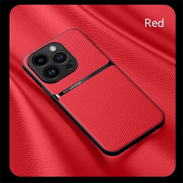 Leather Texture Case For iPhone 16 15 13 14 Pro Max Funda For iPhone 12 11 Pro 15 16 Plus Magnetic Support Phone Cover