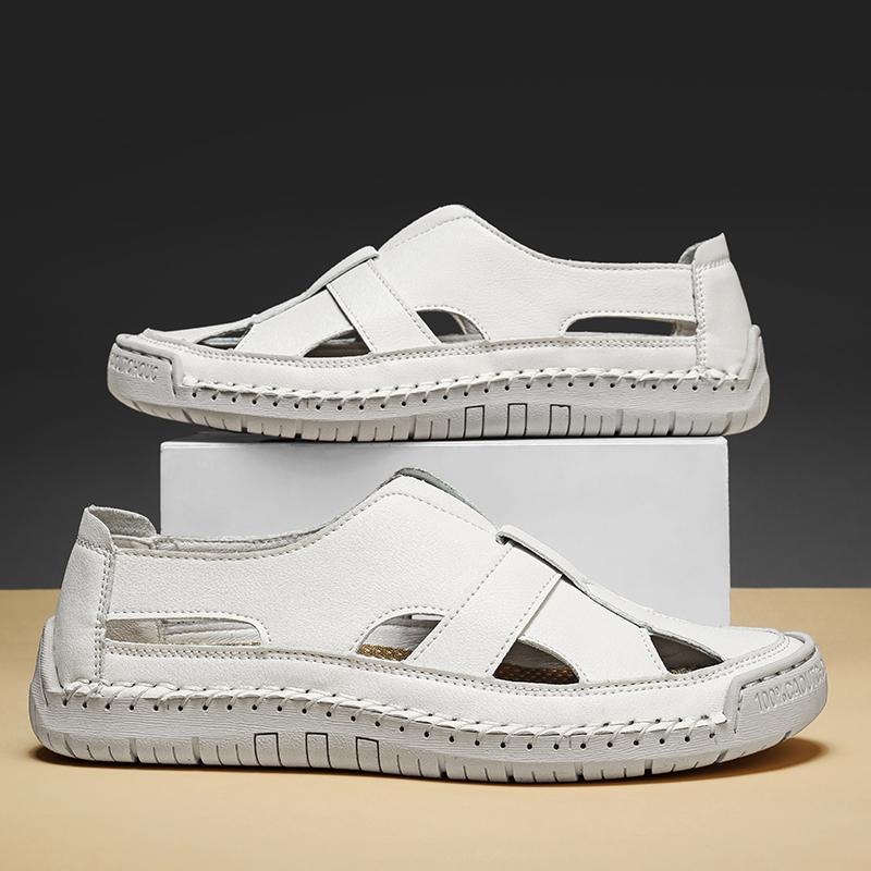 Fashion High Quality Men Sandals Leather Summer Men's Loafers Outdoor Breathable Couples Beach Sandals Roman Shoes