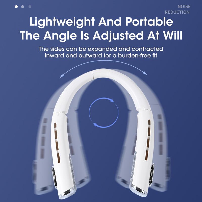 Portable Cooler Fan Hanging Neck Fan USB Bladeless 4000mAh Rechargeable 720 Degree Neckband 4 Air Outlet Fan Handheld Fan