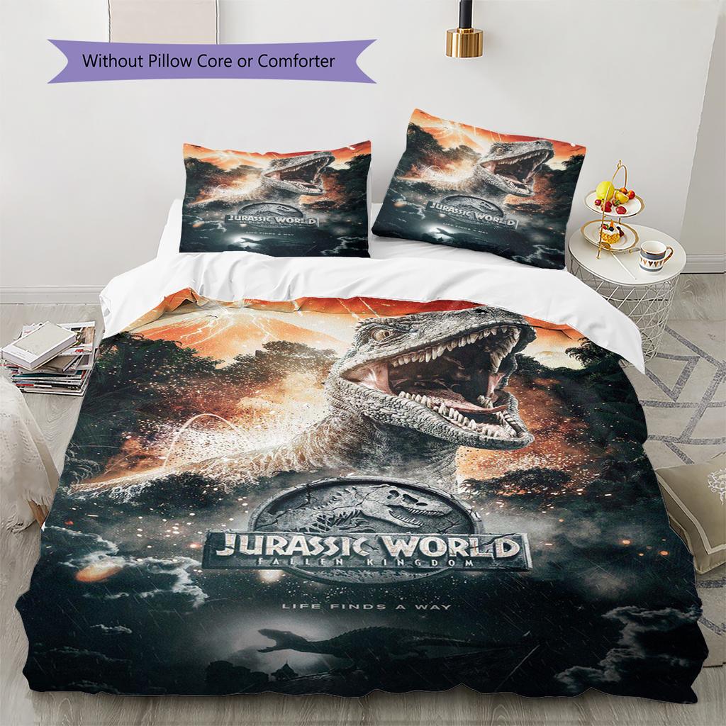 Jurassic Pattern Bedding Quilt Set Quilt Cover Pillowcase Home Decoration Gift (1 * duvet cover + 2 * pillowcase, without core)