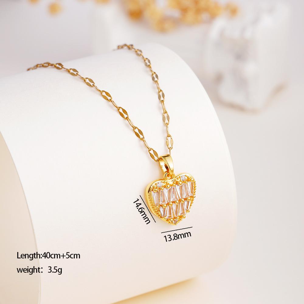 Luxury Fashion Bling Zircon Star Heart Pendant Necklace for Women Men Cool Stainless Steel Chain Jewelry Accessories Gifts