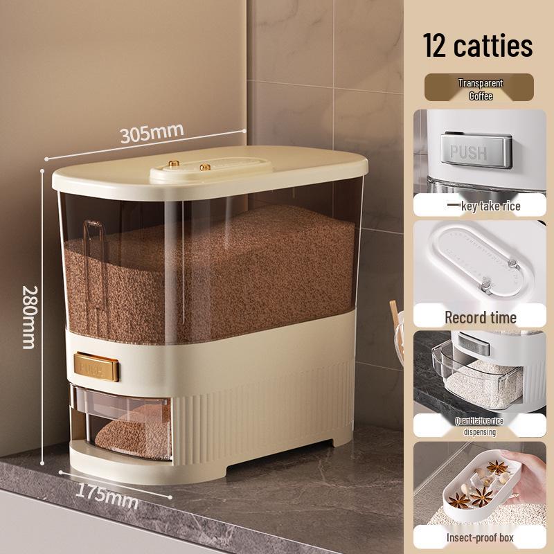 20 Jin Sealed Rice Storage Bucket: Insect & Moisture-Proof, Food-Grade, High-End Home Use Container