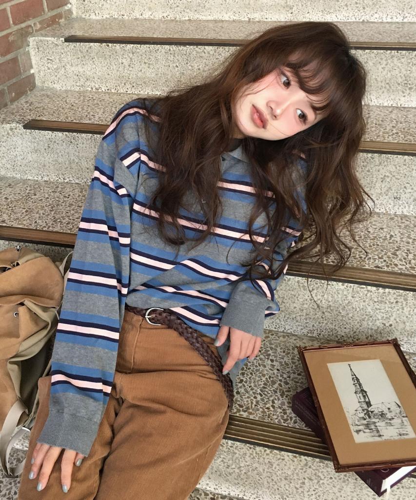 CGP (Women) Striped Collar Knit - Gray