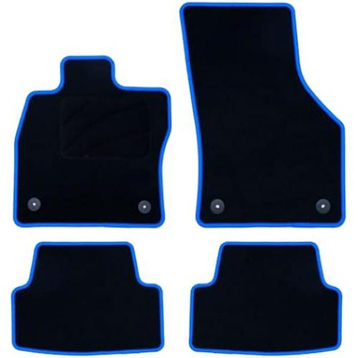 Tapis De Sol - Volkswagen - Golf VII - 5 Pièces - Velours Et Polypropylène - Bordure Bleue