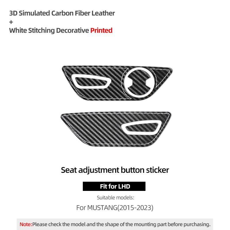 

For Ford Mustang GT 2015-2025 Made of Alcantara Seat Adjust Button Panel Trim Protect Sticker Car Interior Tuning Accessories
