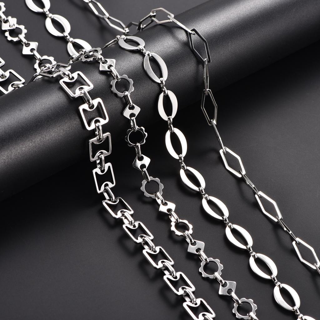 Creative Geometric Stainless Steel Link Neck Chain Necklace for Women Men Copper Color Collar Choker Metal Jewelry Accessories