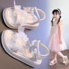 Girls' Summer Sandals, Pearl and Bowknot Princess Shoes for Girls, Children's Versatile Soft-Soled Beach Sandals.