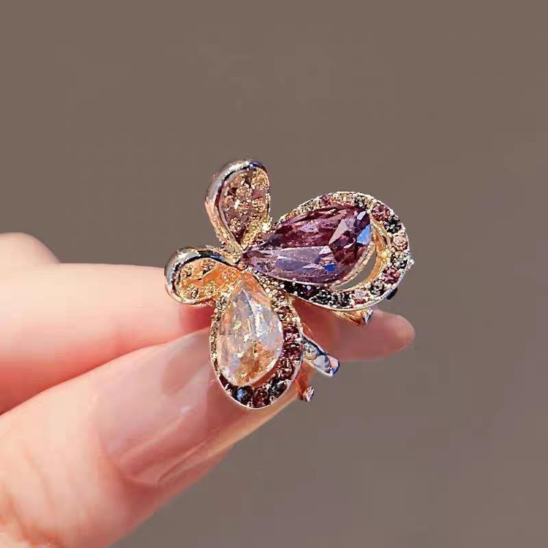 New Purple Bow Mini Hair Claw Niche High Grade Women Banquet Dress Elegant Hair Jewelry Accessories Purple