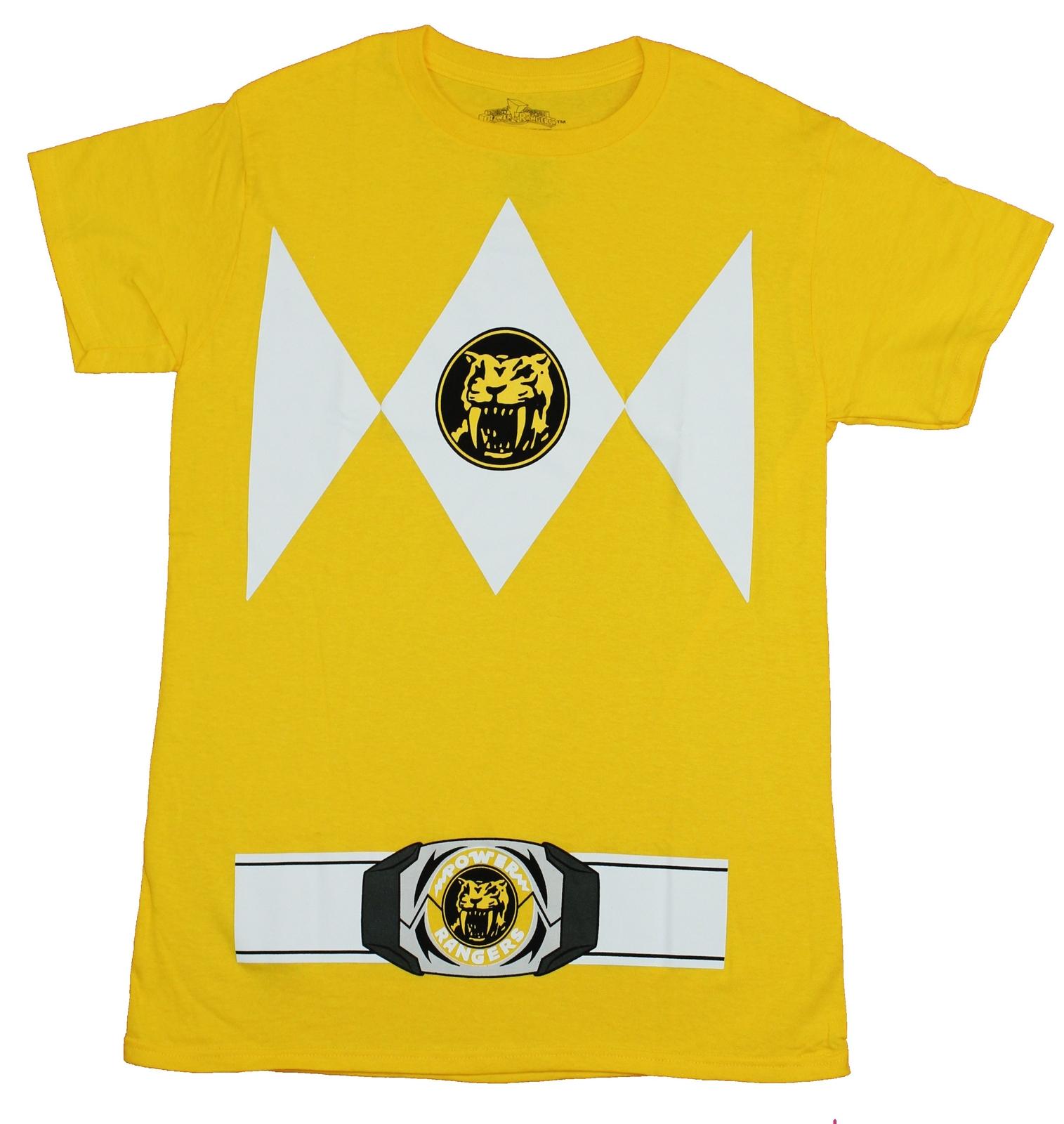 Mighty Morphin Power Rangers Mens T-Shirt- Yellow Ranger Costume M