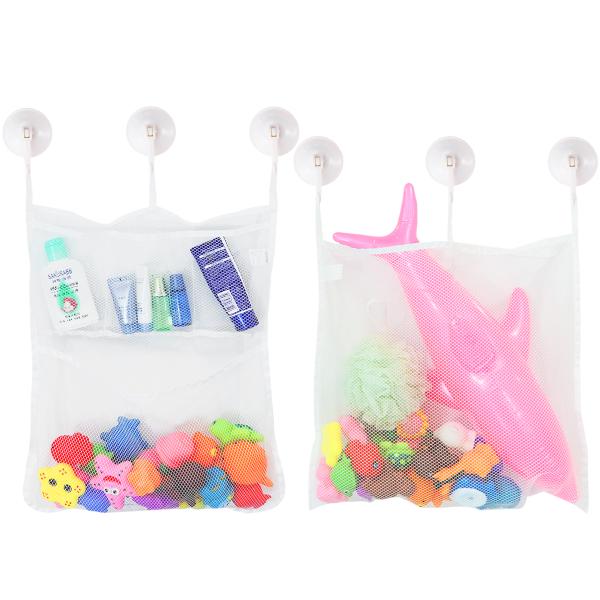 Buy 2Pcs Bath Toy Organizer Multiuse Bathtub Mesh Net with Suction