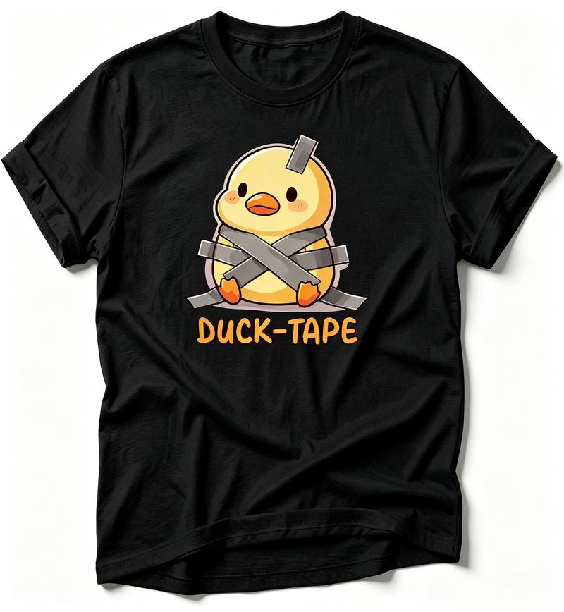 Funny Ducktape Pun T Shirt Cute Sticky Tape Duck Cartoon Graphic Tee Casual Short Sleeve Cotton Tops For Unisex Unisex