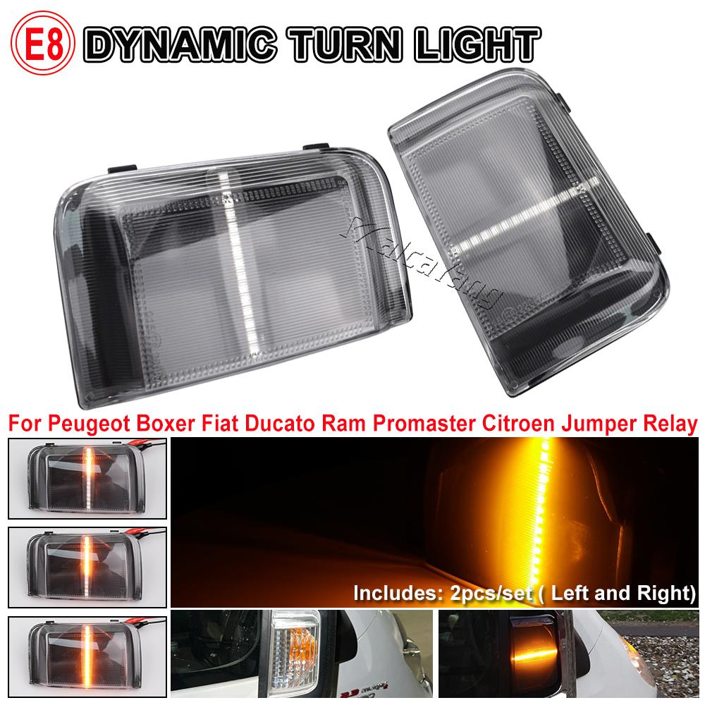 

2pcs For Peugeot Boxer Citroen Jumper RELAY RAM PROMASTER Fiat Ducato Dynamic Turn Signal LED Blinker Side Mirror light Dynamic Crystal