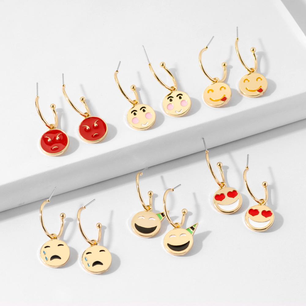 Heart Trendy Geometric Eyes Earrings Alloy Material Fashionable Statement Jewelry