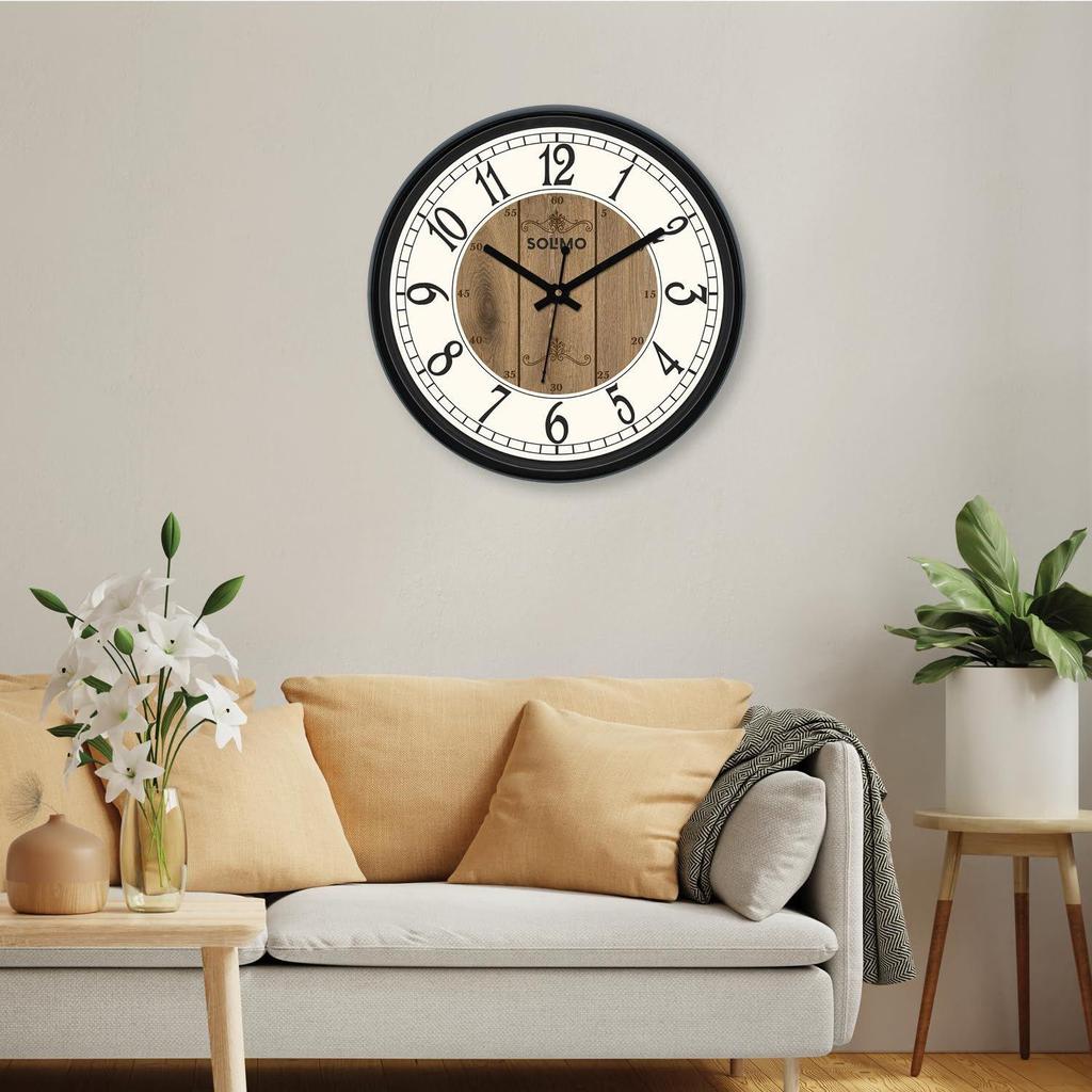 12-inch Plastic & Glass Wall Clock - Clique Clock (Silent Movement), Black
