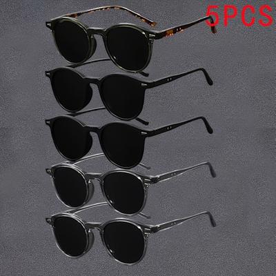 5 Pairs Retro Round Frame Glasses Unisex Fashion Classic for Daily Casual Wear All Seasons