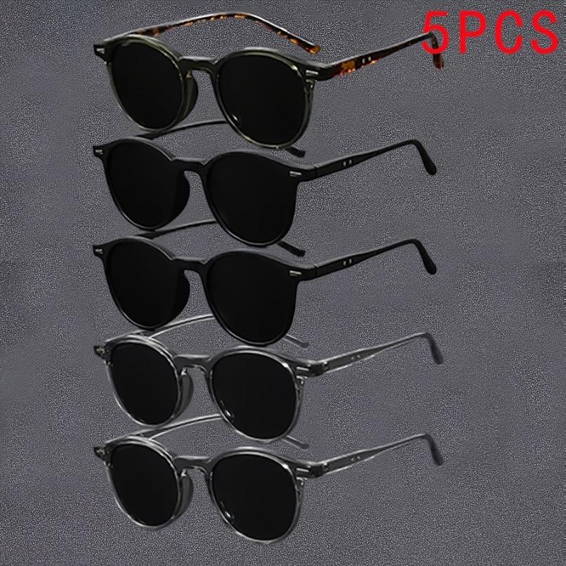 5 Pairs of Fashionable Retro Classic Round Frame Glasses Suitable for Both Men and Women Daily Casual Suitable for All Seasons