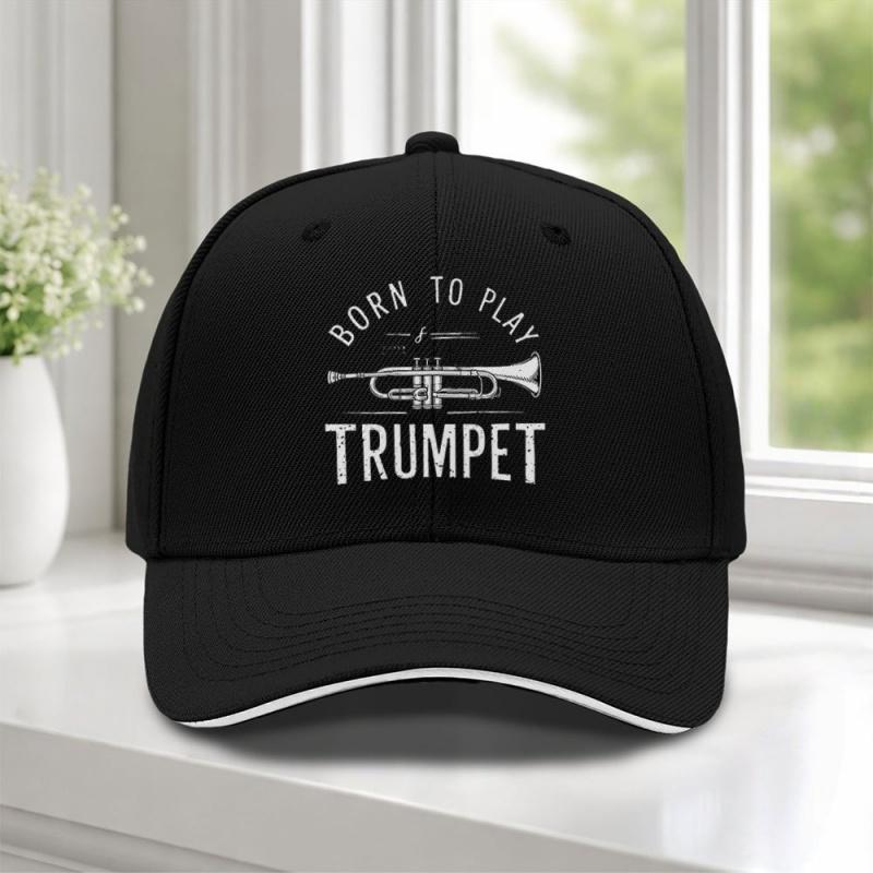 pc BORN TO PLAY Trumpet Sandwich Cap Adjustable Baseball Cap Suitable for Weddings Parties Music Festivals Bachelorette Part