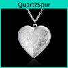 Minimalist Heart Photo Pendant Necklace For Women With Silver Plated Alloy Chain
