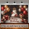 2D Flat Red Gold Birthday Backdrop Cake & Rose Background for Women Party Photoshoot