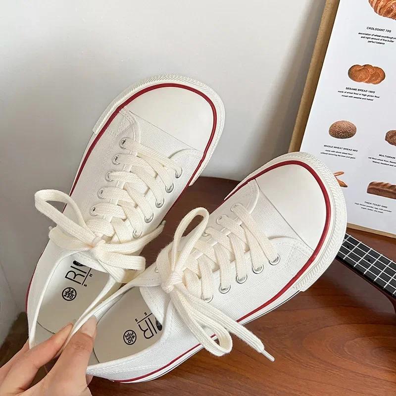 Жіноче парусинове взуття Жіноча мода Літні повсякденні кросівки Студентське повсякденне взуття Високе жіноче вулканізоване взуття