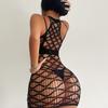 Sex underwear hip skirt foreign trade women's sexy black hollow mesh coat jacquard perspective w667