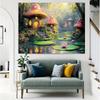 2D Flat Printing Magical Mushroom House Backdrop for Kids Fairy Tale Party Photoshoot