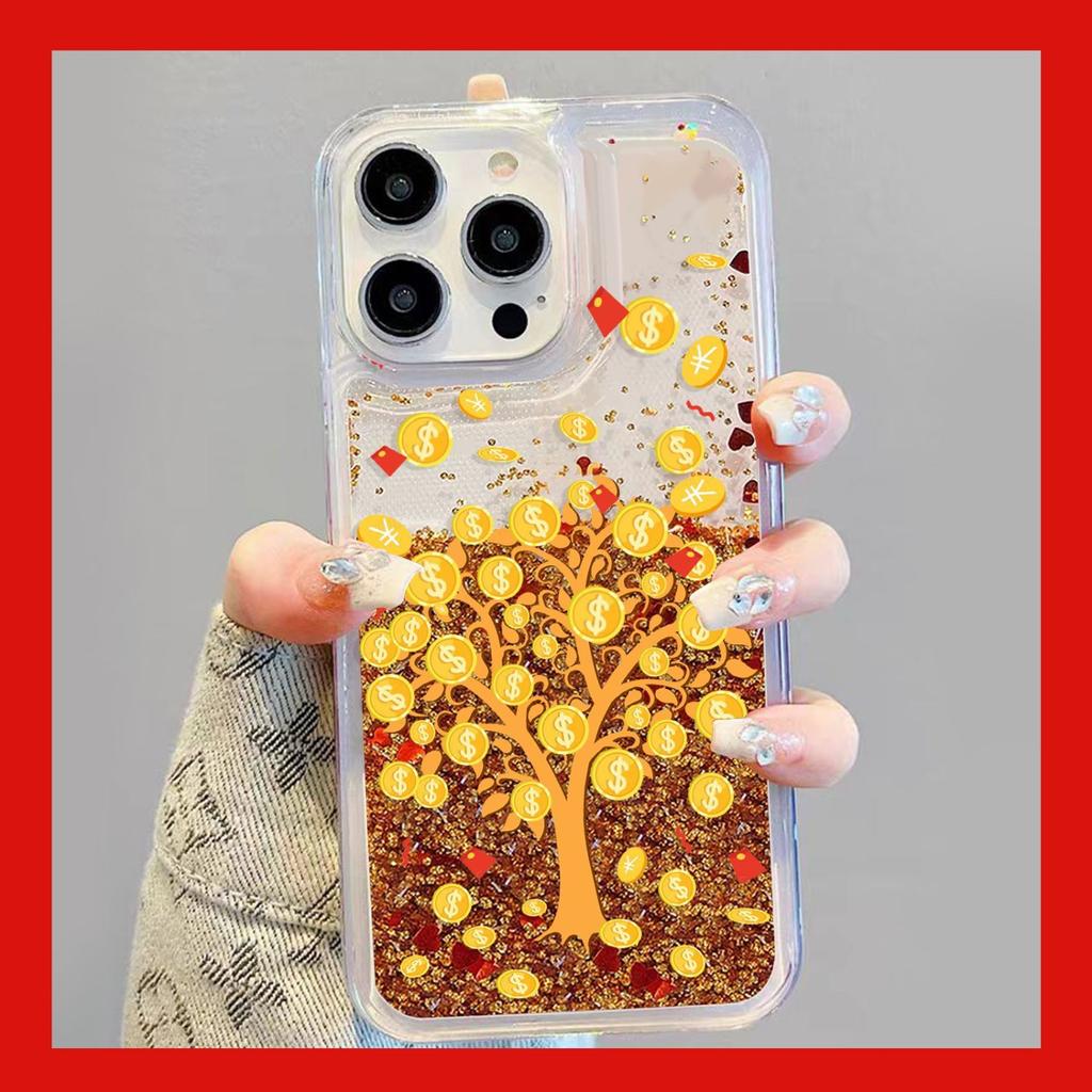 New Year's Bafanglai is suitable for Apple 11Promax mobile phone case 11promax large hole anti-drop golden quicksand explosion