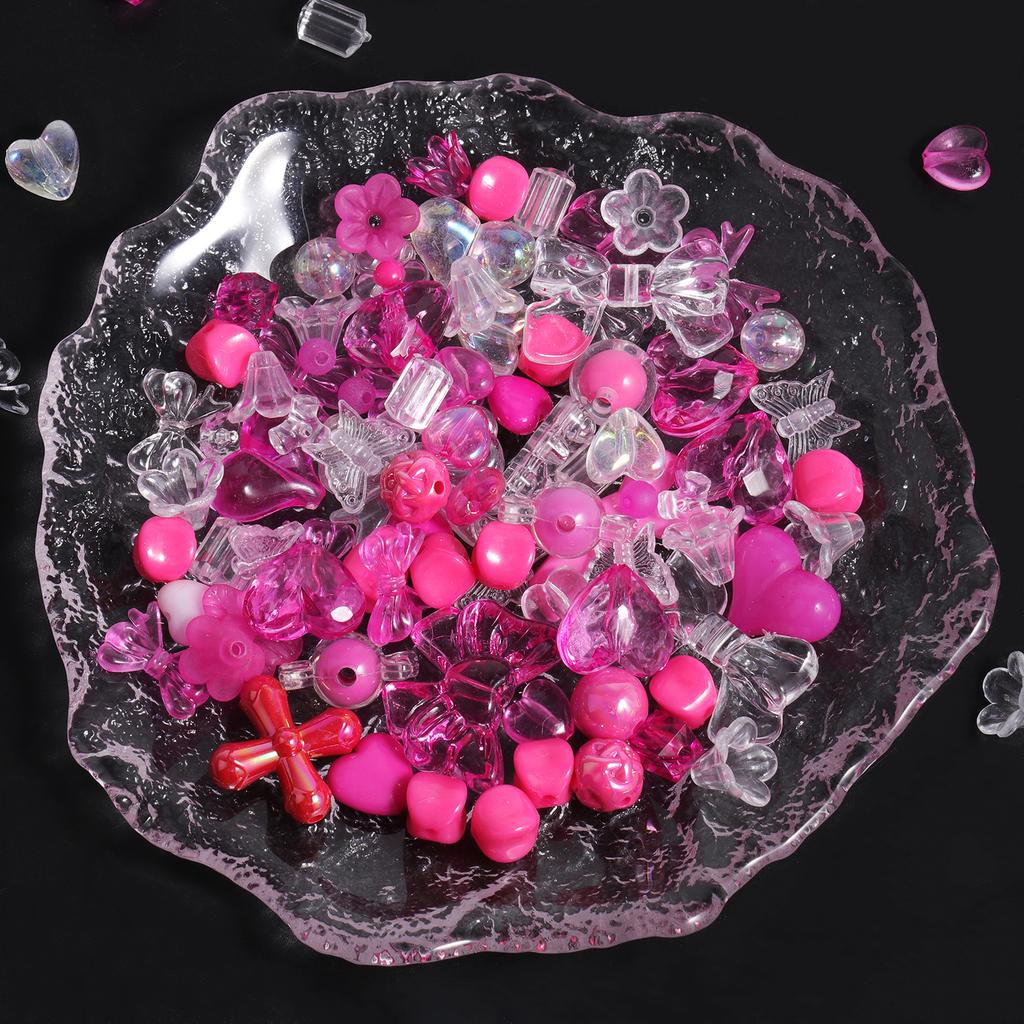 30g/lot Polychrome Acrylic Beads Star Heart Butterfly Mixed Y2K Loose Spacer Bead for Jewelry Making DIY Bracelets Necklace