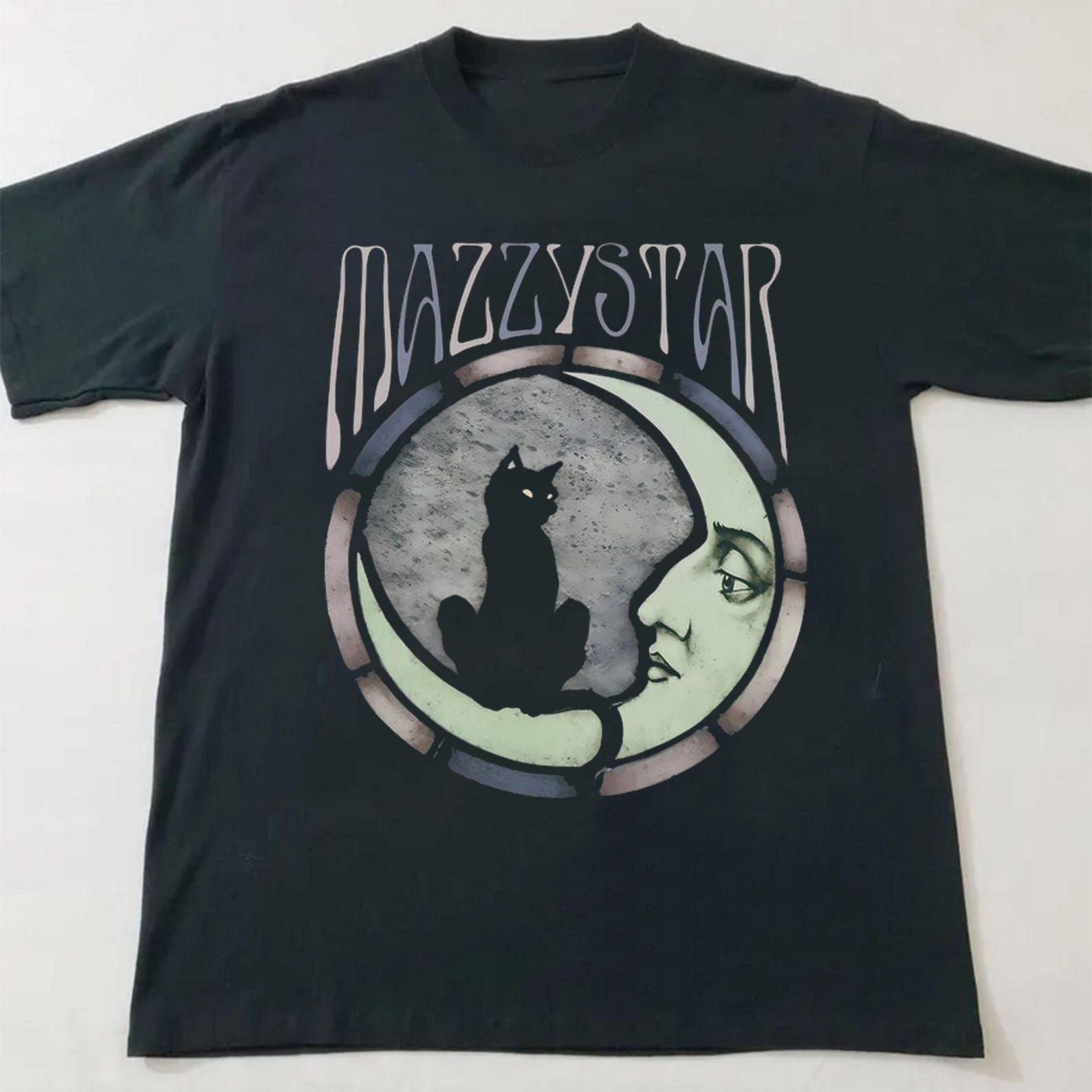 Mazzy Star Moon and Cat Tee, 90s Alt Rock, Hope Sandoval, , Band Tee, Music Gifts, mazzy star fan gifts, unisex L