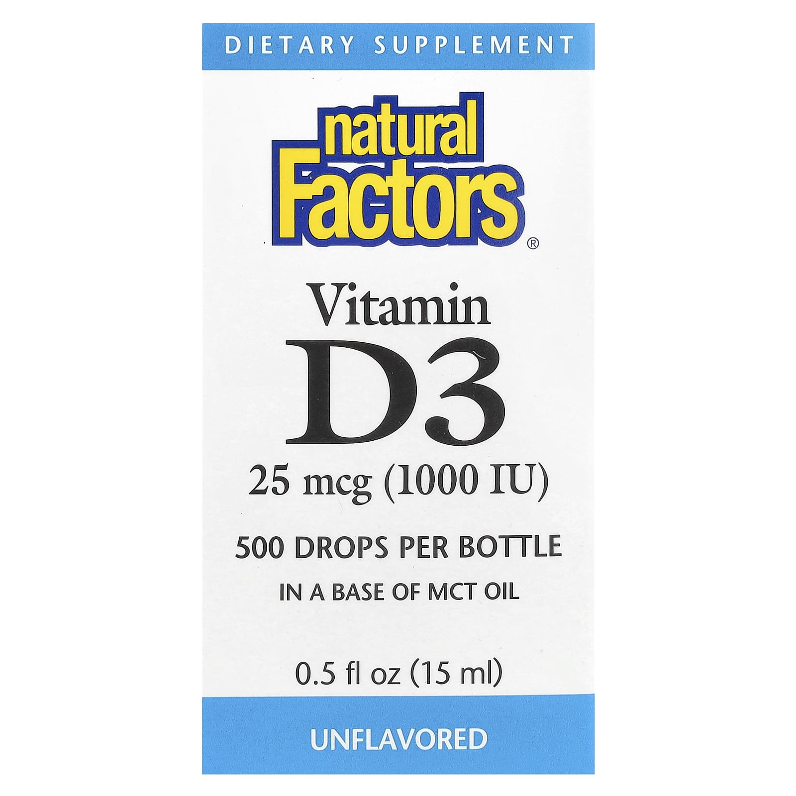 

Vitamin D3 Drops, Unflavored, 25Mcg(1,000Iu), 15Ml(0.5FlOz)
