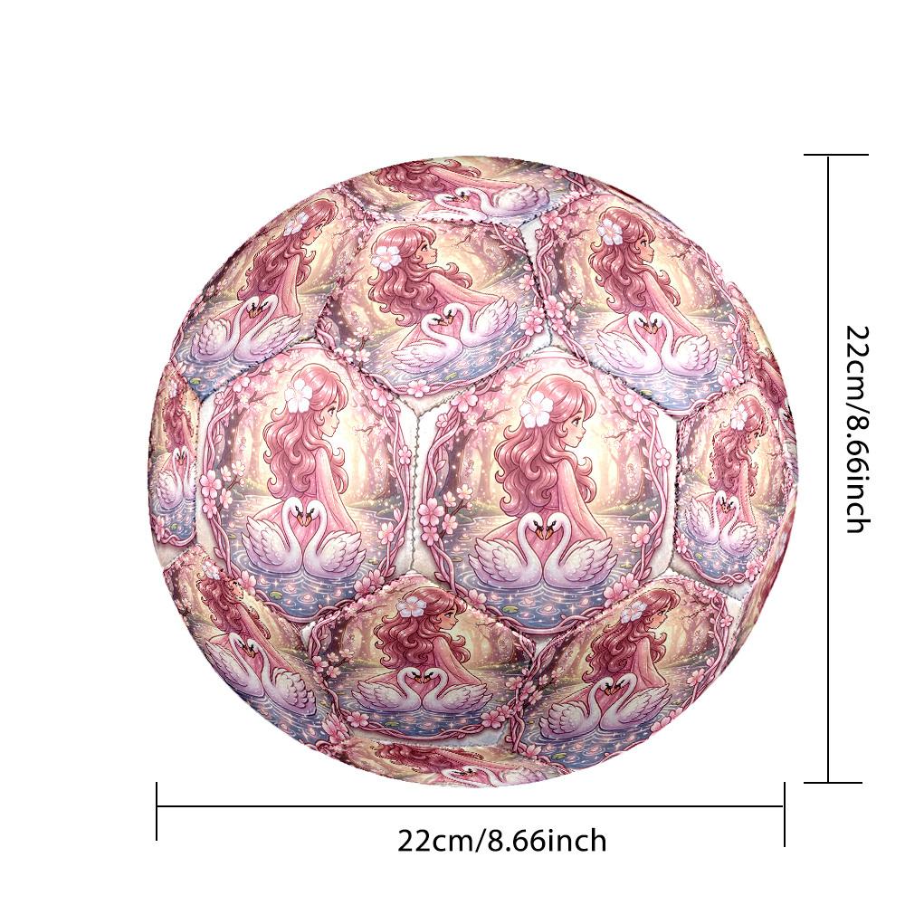 1pc Swan Princess Garden Themed Soccer Ball, Size 5, Lightweight PVC Material, Outdoor Training Soccer Ball Gift. q62210