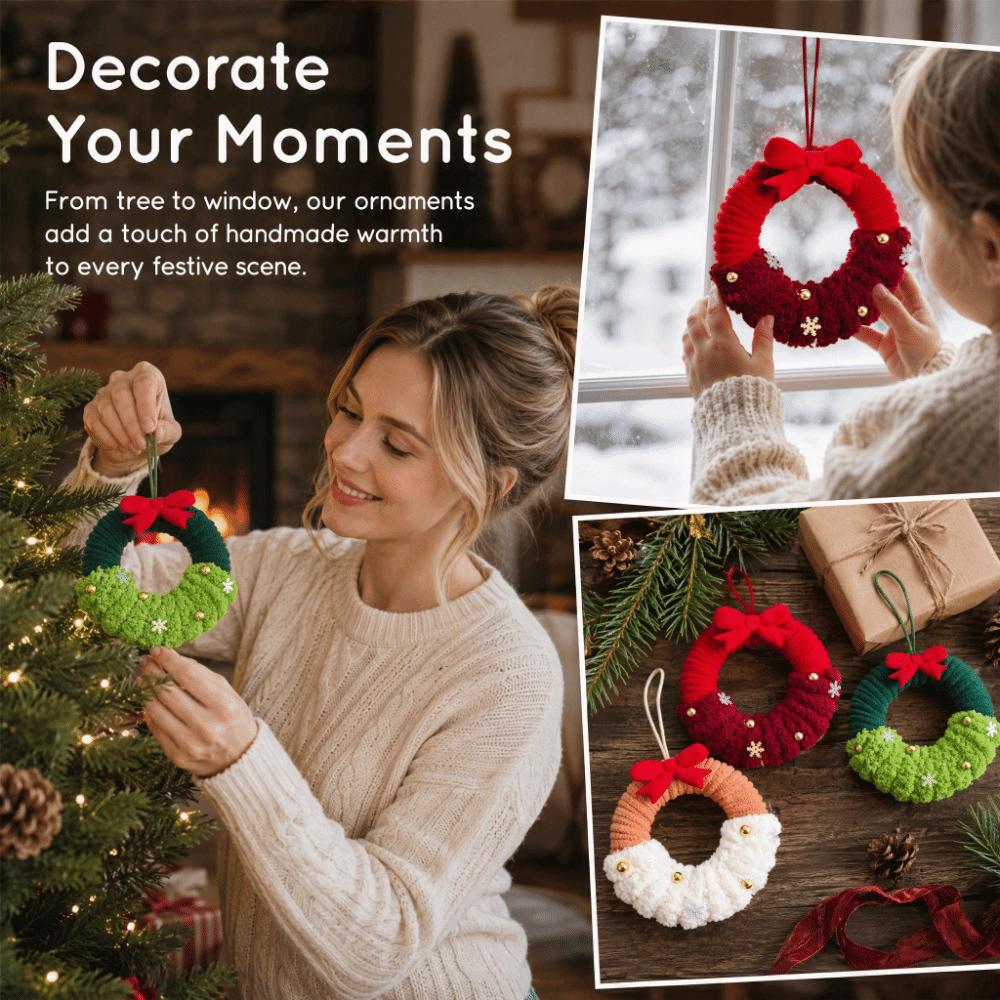 Plush Material Plush Pendant Soft Texture Xmas Wreath Reusable Christmas Ornaments Tree Hanging