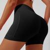 Hohe Taille Nahtlose Yoga-Shorts mit Seitentasche für Damen Dehnbar Workout Kompressions-Fitness-Shorts