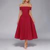 New Spring Trendy Women's Clothing Elegant Temperament Solid Color Off-shoulder Waist-hugging Fashion Dress