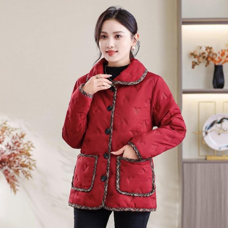 Winter Warm, Piled, Thickened Cotton-padded Clothes, Lapel Collar Short Jacket, Casual Wear, Loose Large Size Cotton Clothes.