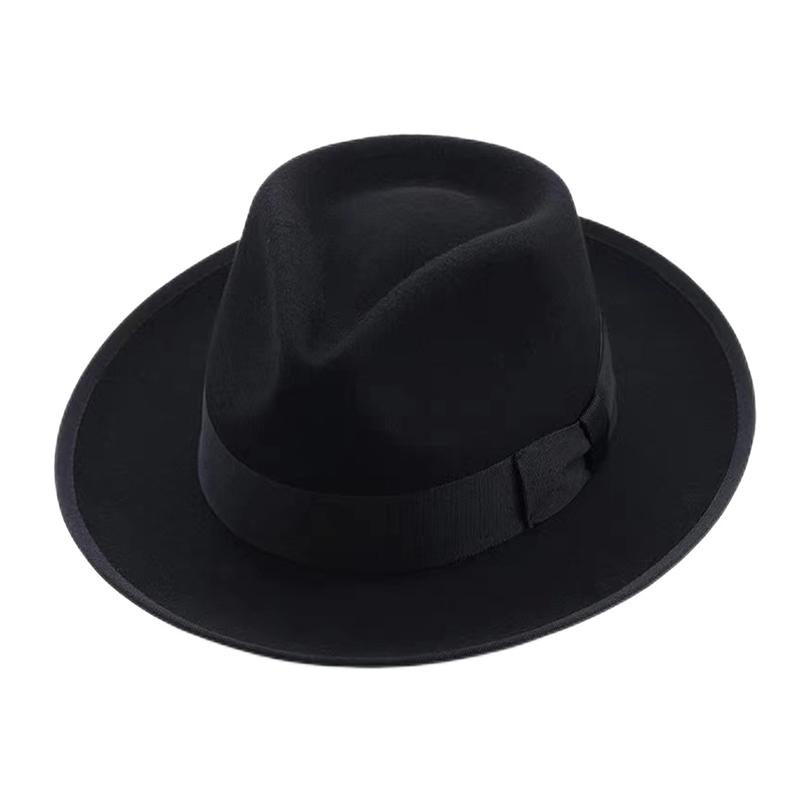 

Black Fedora Hat Unisex Wide Brim Jazz Top Hat Autumn Winter Classic Elegant Panama Hat Gentleman Hat Wholesale Chapeau M 56-58CM чорний