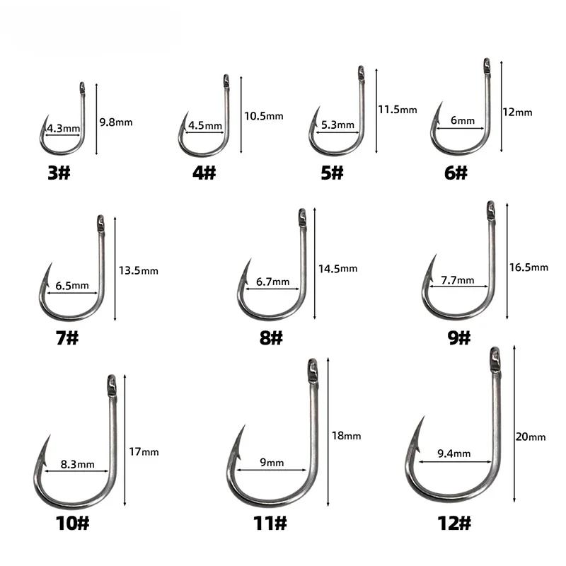 1600Pcs/1 Box Fishing Hooks Carbon Steel Strong Sharp Silver Circle Fishhook 3 #-12 #Jig Barbed Pesca Portable Lure Bait Tackle
