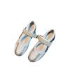 Leder Koreanische Version Nische Silber Mary Jane Ballerinas flach Klettverschluss Freizeitsneaker weiße Schuhe Damenschuhe