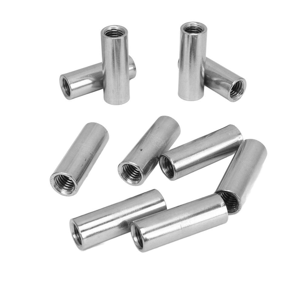 10pcs Metric Fastene Round Rod Connector Female Thread Stud Nut Coupling Nut Industrial Assembly