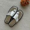New Toe Cool Slippers Outside Women's Holiday Style Square Head Flat Bottom Korean Version Retro Summer Niche Design Flip-flops