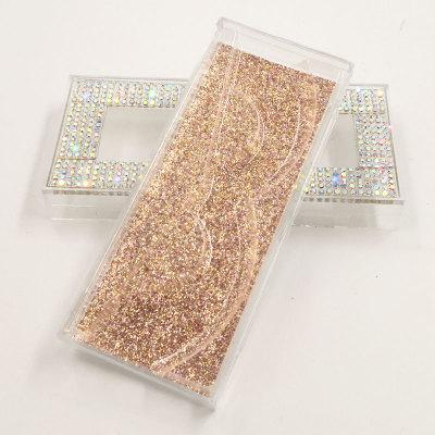Custom Packaging Glitter Rhinestone Lash case Empty Rhinestones Eyelash Box with windows
