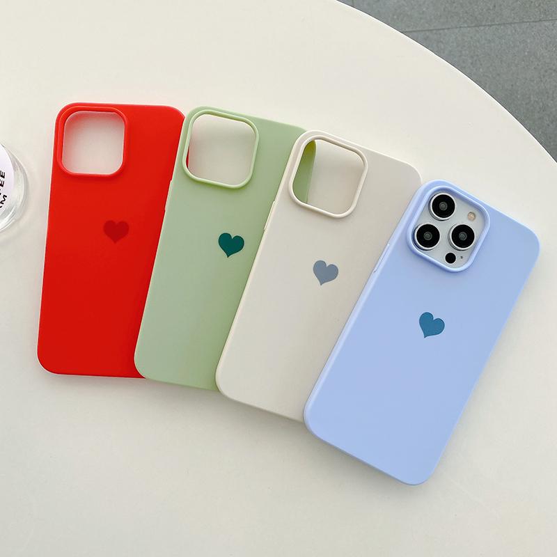 Matte Candy Color Love Heart Soft TPU Case For iPhone 14 13 12 11 Pro Xs Max 8 7 Plus X Xr SE Frosted Back Cover Silicone Shell