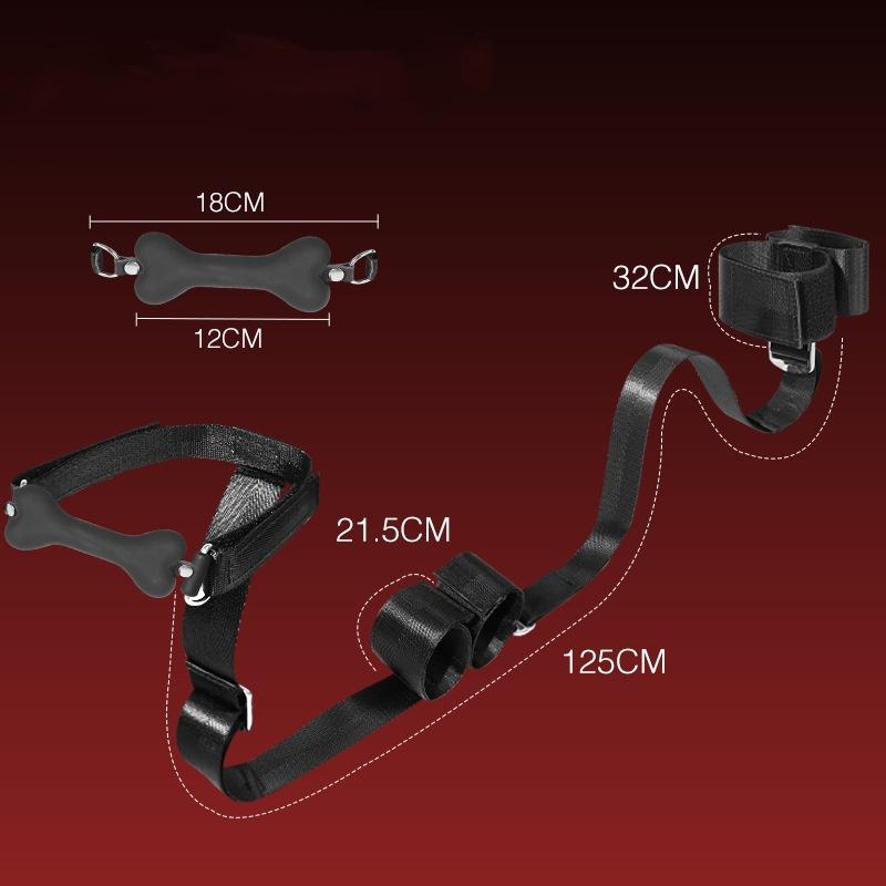 Sex Bondage Set Handcuffs + Footcuffs + Gag SM BDSM Dog Bones Silicone Gag Balls Drooling Sex Furniture Couple Play Toys Cosplay