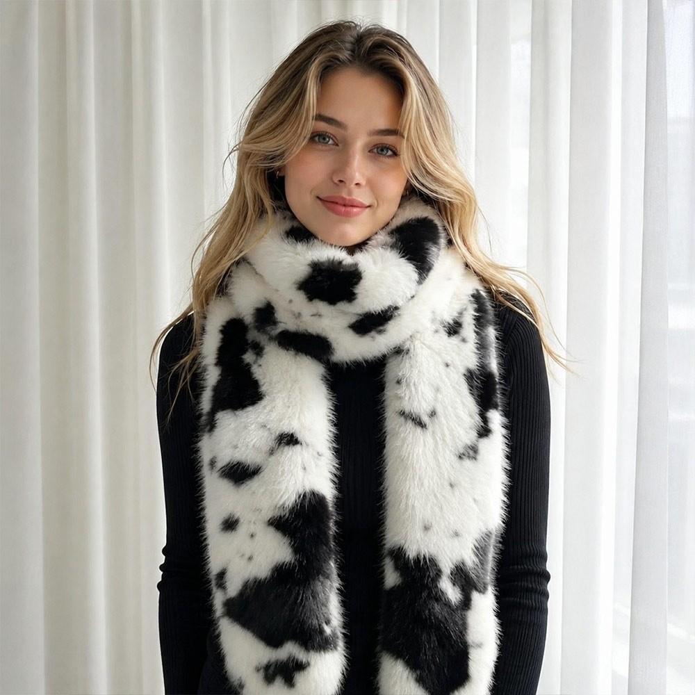 Leopard Print Faux Fur Scarf Double-Sided Long Scarf New Neck Scarf  Women Girl