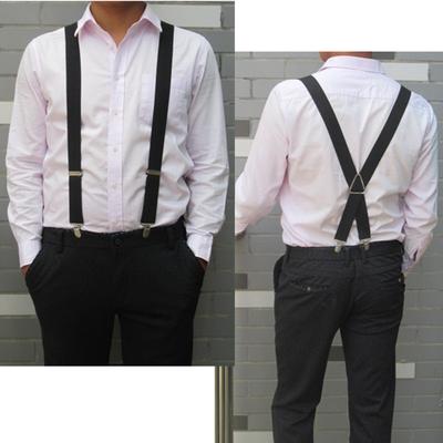Suspenders for Men Wide X Back With 4 Strong Hooks 2.5cm Women's Pants with Adjustable Elastic Trouser Braces Straps Grey Navy