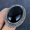 Natürlicher Schwarzer Onyx Edelstein 925 Sterlingsilber Schmuck Ring Größe 7 C5e09